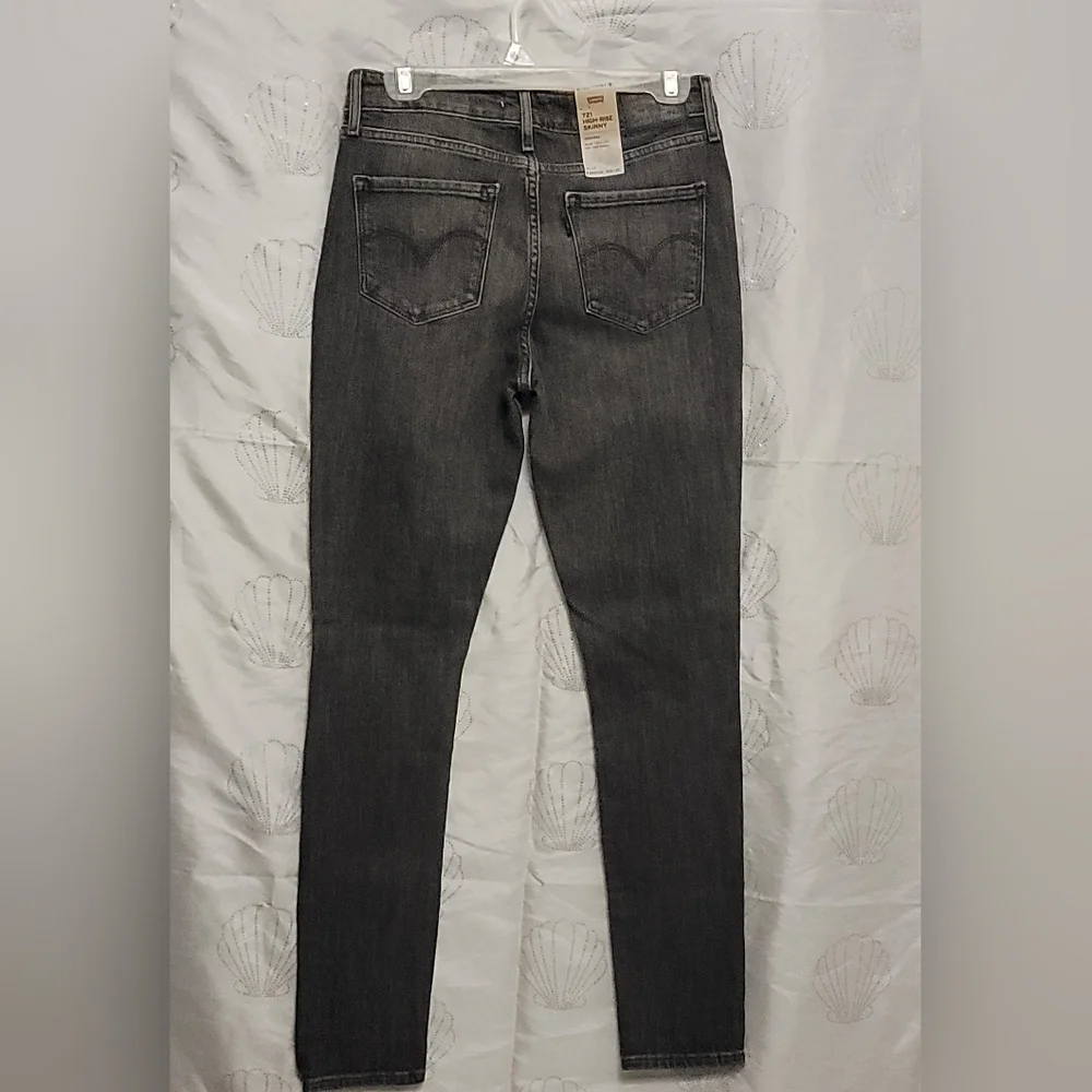 LEVIS 721 High Rise Skinny Distressed Knee Jeans Blue Women’s 28x30 Red Tag SZ 6 - Picture 4 of 6